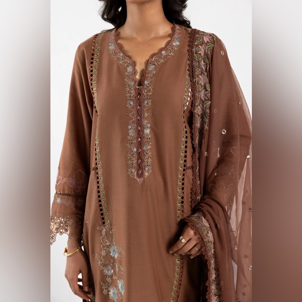 🔹Women's Organza Dupatta ( 1 piece ) BROWN